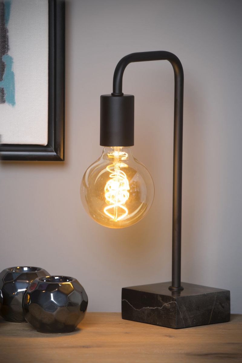 Lucide LORIN - Stolná lampa - 1xE27 - Čierna